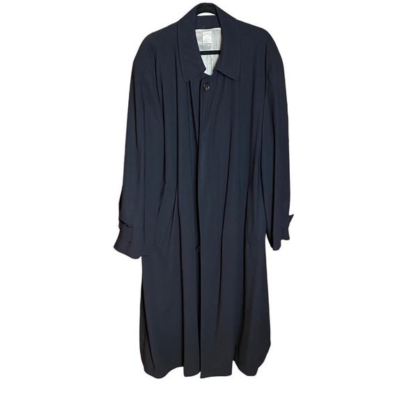 Barneys New York VTG Black Regency Hand Tailored Wool Long Trench Coat Unisex - Picture 4 of 17